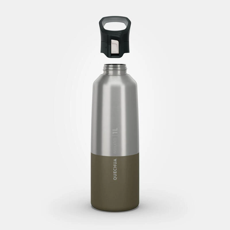 Quechua Isothermal Stainless Steel Hiking Flask MH500 1 L Khaki 4 Quechua Isothermal Stainless Steel Hiking Flask MH500 1 L Khaki - Image 2