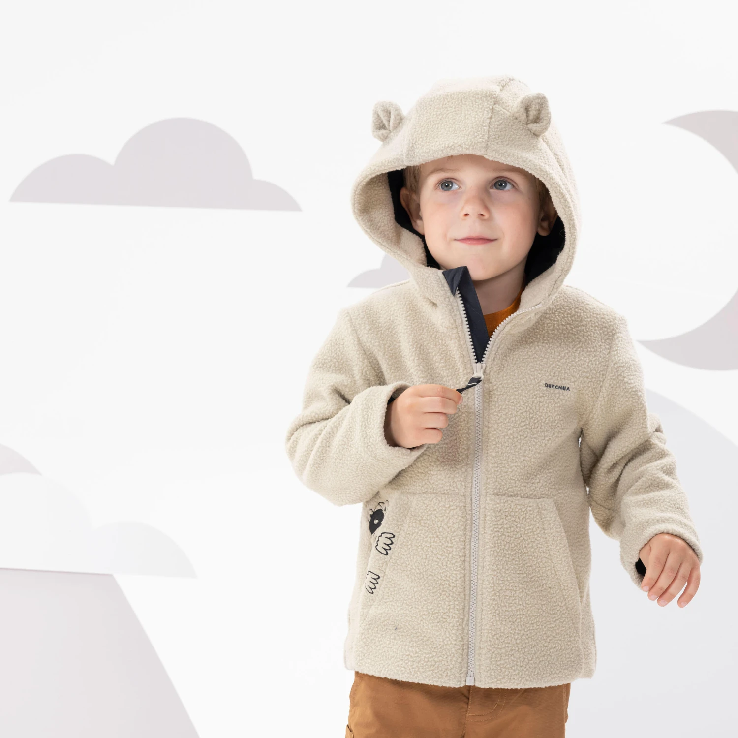 Quechua Kids' Hiking Fleece - MH500 KID Beige - Ages 2 8 Quechua Kids' Hiking Fleece - MH500 KID Beige - Ages 2 - Image 6