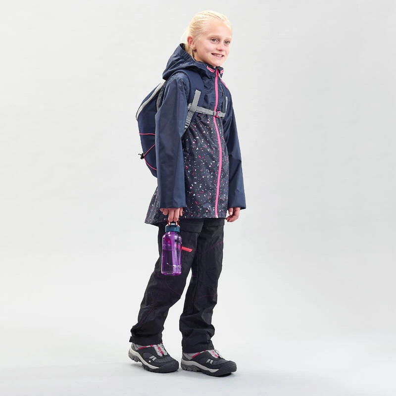 Quechua Kids' Hiking Waterproof Jacket MH150 7-15 Years - Tribal Grey Print 4 Quechua Kids' Hiking Waterproof Jacket MH150 7-15 Years - Tribal Grey Print - Image 2