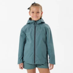 Quechua Kids’ Hiking Waterproof Jacket MH500 7-15 Years -Quechua kids hiking waterproof jacket mh500 7 15 years green 3