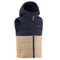 Quechua Kids’ Padded Hiking Gilet - Aged 2-6 - Beige And Blue