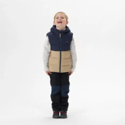 Quechua Kids’ Padded Hiking Gilet - Aged 2-6 - Beige And Blue -Quechua kids padded hiking gilet aged 2 6 beige and blue 3