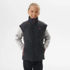 Quechua KIDS’ PADDED HIKING GILET - HYBRID AGED 7-15 -Quechua kids padded hiking gilet hybrid aged 7 15 grey 3