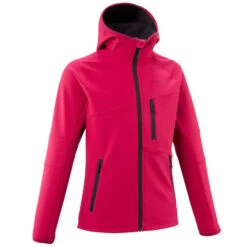 Quechua KIDS’ SOFTSHELL HIKING JACKET - MH550 Aged 7-15 - RASPBERRY