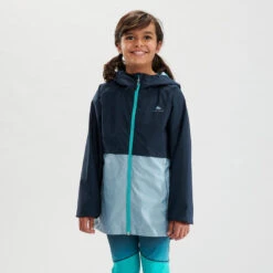 Quechua Kids' Hiking Waterproof Jacket MH500 7-15 Years -Quechua kids waterproof hiking jacket mh500 aged 7 15 blue 3