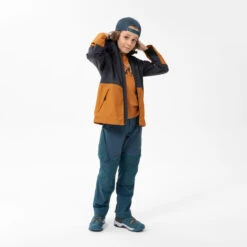 Quechua Kids’ Waterproof Hiking Jacket - MH500 Aged 7-15 -Quechua kids waterproof hiking jacket mh500 aged 7 15 grey and ochre 1