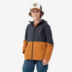 Quechua Kids’ Waterproof Hiking Jacket - MH500 Aged 7-15 -Quechua kids waterproof hiking jacket mh500 aged 7 15 grey and ochre 3