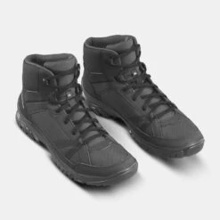 Quechua Men's Walking Boots - NH100 Mid - Black -Quechua mens walking boots nh100 mid black 3