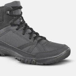 Quechua Men's Walking Boots - NH100 Mid - Black -Quechua mens walking boots nh100 mid black 4