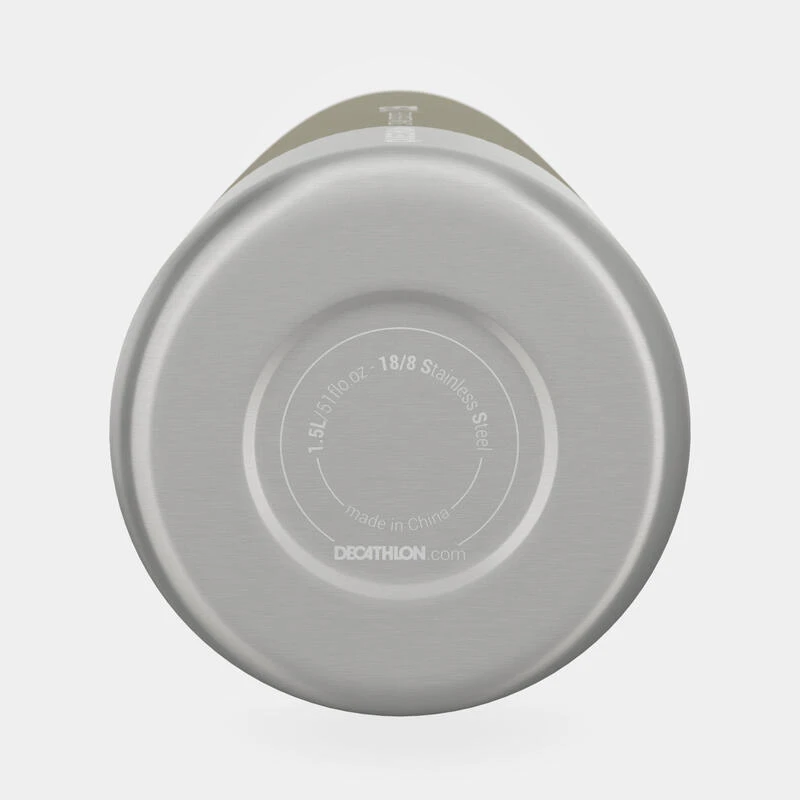 Quechua Stainless Steel Hiking Flask With Screw Cap MH100 1.5 L Khaki 10 Quechua Stainless Steel Hiking Flask With Screw Cap MH100 1.5 L Khaki - Image 8