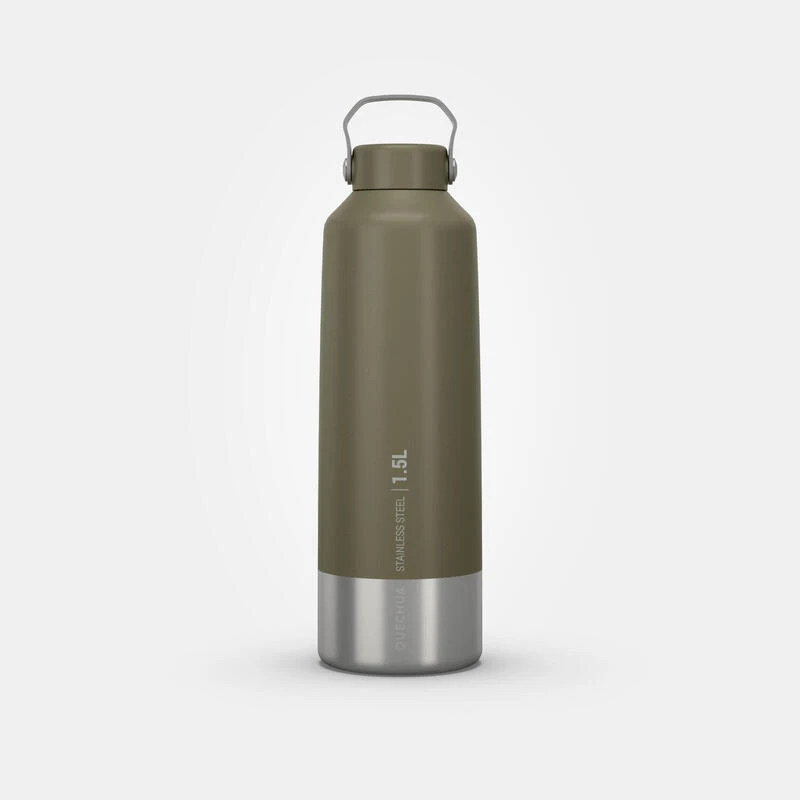 Quechua Stainless Steel Hiking Flask With Screw Cap MH100 1.5 L Khaki 12 Quechua Stainless Steel Hiking Flask With Screw Cap MH100 1.5 L Khaki - Image 10